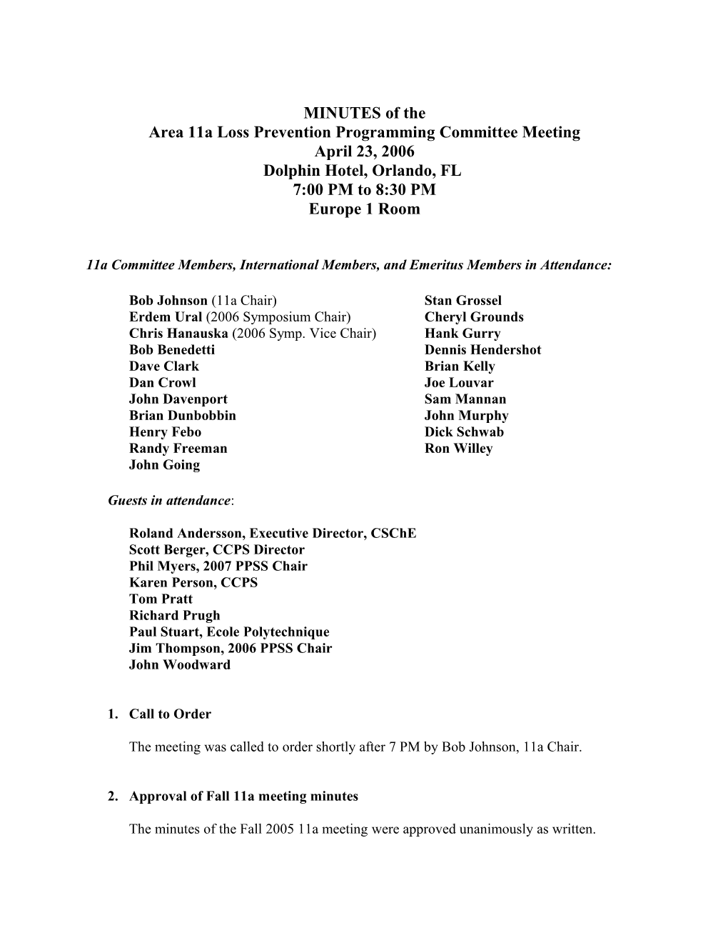 11A Loss Prevention Committee Meeting