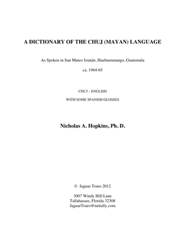 Dictionary of the Chuj (Mayan) Language