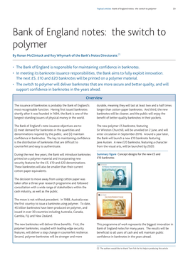Bank of England Notes: the Switch to Polymer 23