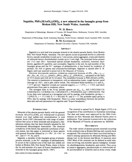 Segnitite, Pbfe3h(As04)2(OH)6, a New Mineral in the Lusungite Group from Broken Hill, New South Wales, Australia