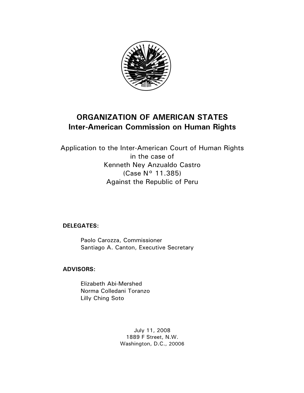 ORGANIZATION of AMERICAN STATES Inter-American Commission on Human Rights