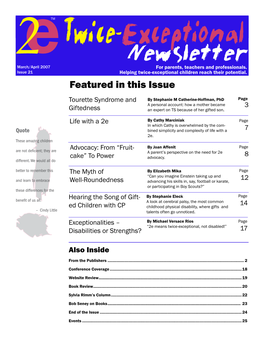 Twice-Exceptional 2 Newsletter March/Aprile 2007 for Parents, Teachers and Professionals