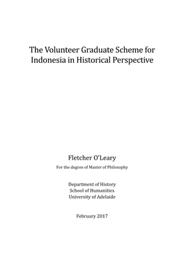 The Volunteer Graduate Scheme for Indonesia in Historical Perspective