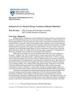 Physical Therapy Treatment of Blocked Milk Ducts