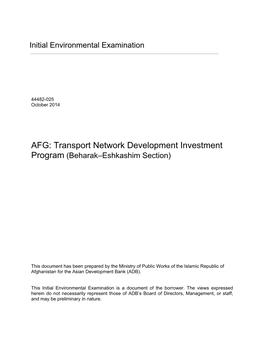 Transport Network Development Investment Program (Beharak–Eshkashim Section)