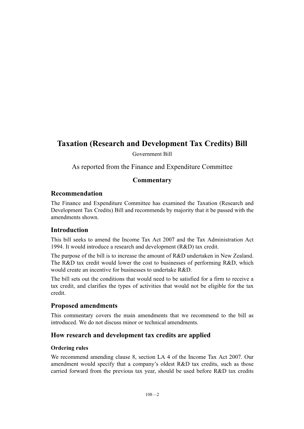 Taxation (Research and Development Tax Credits) Bill