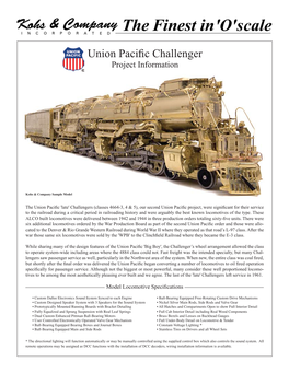 Union Pacific Challenger Project Information