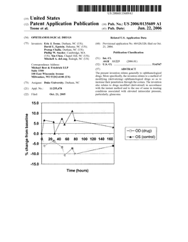 (12) Patent Application Publication (10) Pub. No.: US 2006/0135609 A1 Toone Et Al