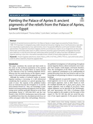 Painting the Palace of Apries II: Ancient Pigments of the Reliefs From