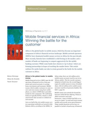 Mobile Financial Services in Africa: Winning the Battle for the Customer 9