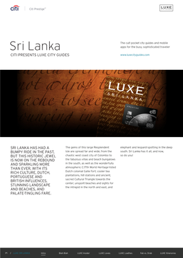 Sri Lanka Apps for the Busy, Sophisticated Traveler CITI PRESENTS LUXE CITY GUIDES