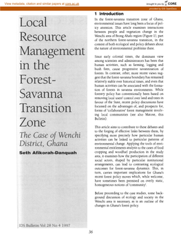 Local Resource Management in the Forest-Savanna Transition Zone