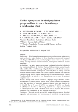 Hidden Leprosy Cases in Tribal Population Groups and How to Reach Them Through a Collaborative Effort