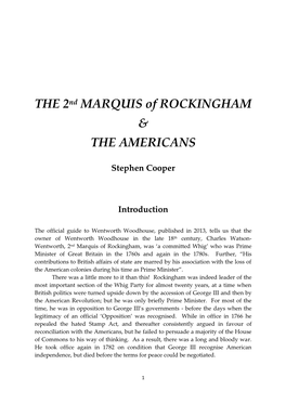 THE 2Nd MARQUIS of ROCKINGHAM & the AMERICANS