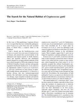 The Search for the Natural Habitat of Cryptococcus Gattii