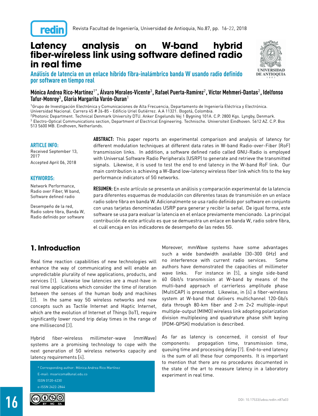 Latency Analysis on W-Band Hybrid Fiber-Wireless Link Using Software