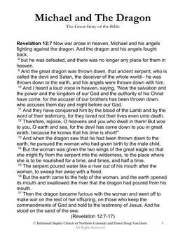 Michael and the Dragon the Great Story of the Bible