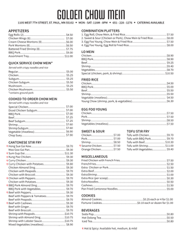 Take-Out Menu