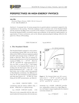 Perspectives in High-Energy Physics