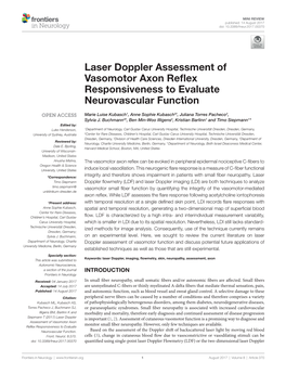 Laser Doppler Assessment of Vasomotor Axon Reflex Responsiveness to Evaluate Neurovascular Function