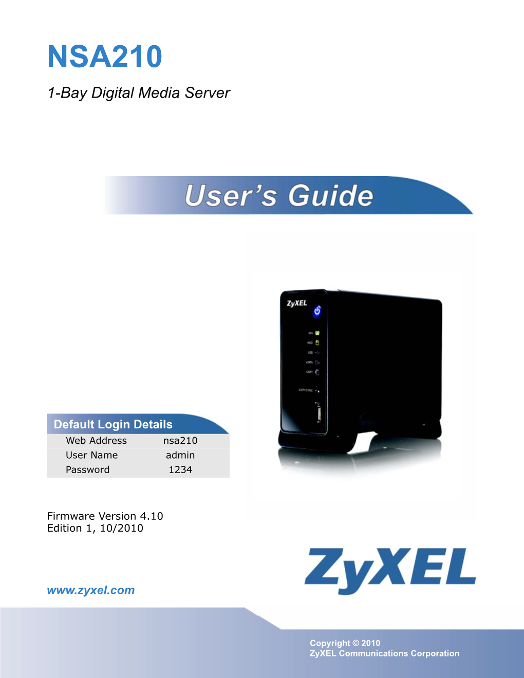 NSA210 1-Bay Digital Media Server