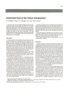 Arachnoid Cyst of the Velum Interpositum