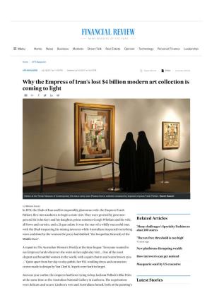 Why the Empress of Iran's Lost $4 Billion Modern Art Collection Is Coming to Light