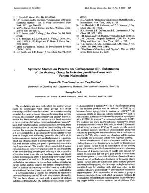 Synthetic Studies on Penems and Carbapenems (II)1. Substitution of the Acetoxy Group in 4-Acetoxyazetidin-2-One with Various Nucleophiles