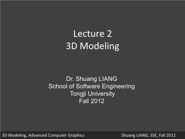 Lecture 2 3D Modeling