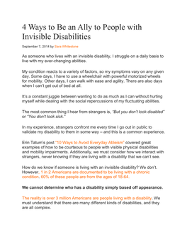 4 Ways to Be an Ally to People with Invisible Disabilities