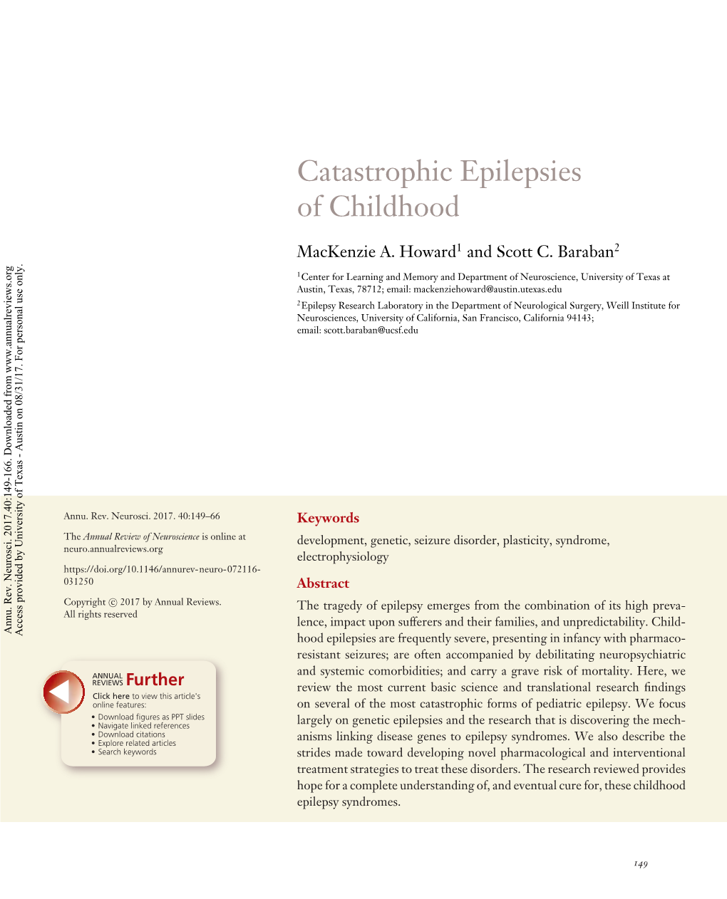 Catastrophic Epilepsies of Childhood