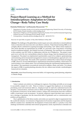 Project-Based Learning As a Method for Interdisciplinary Adaptation to Climate Change—Reda Valley Case Study