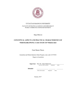 CASE STUDY of WIKILEAKS Final Master Thesis