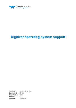 Digitizer Operating System Support