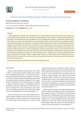 Evaluation of Chemical and Physical Changes in Different Commercial Oils During Heating