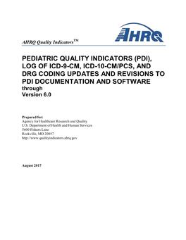 Log of ICD-9-CM and DRG Coding Updates and Revisions to PDI Documentation and Software