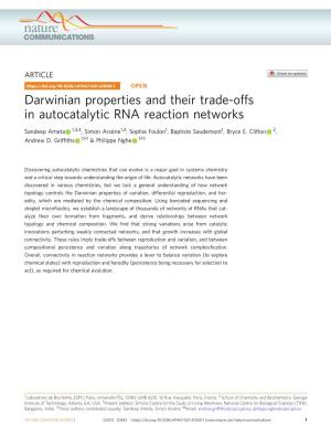 Darwinian Properties and Their Trade-Offs in Autocatalytic RNA Reaction Networks