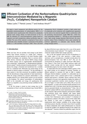 Efficient Cyclization of the Norbornadiene‐Quadricyclane
