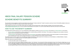 Hbos Final Salary Pension Scheme Scheme Benefits Summary