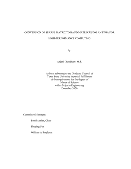 Conversion of Sparse Matrix to Band Matrix Using an Fpga For