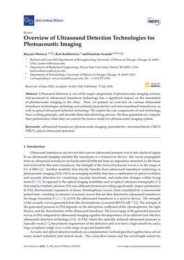 Overview of Ultrasound Detection Technologies for Photoacoustic Imaging
