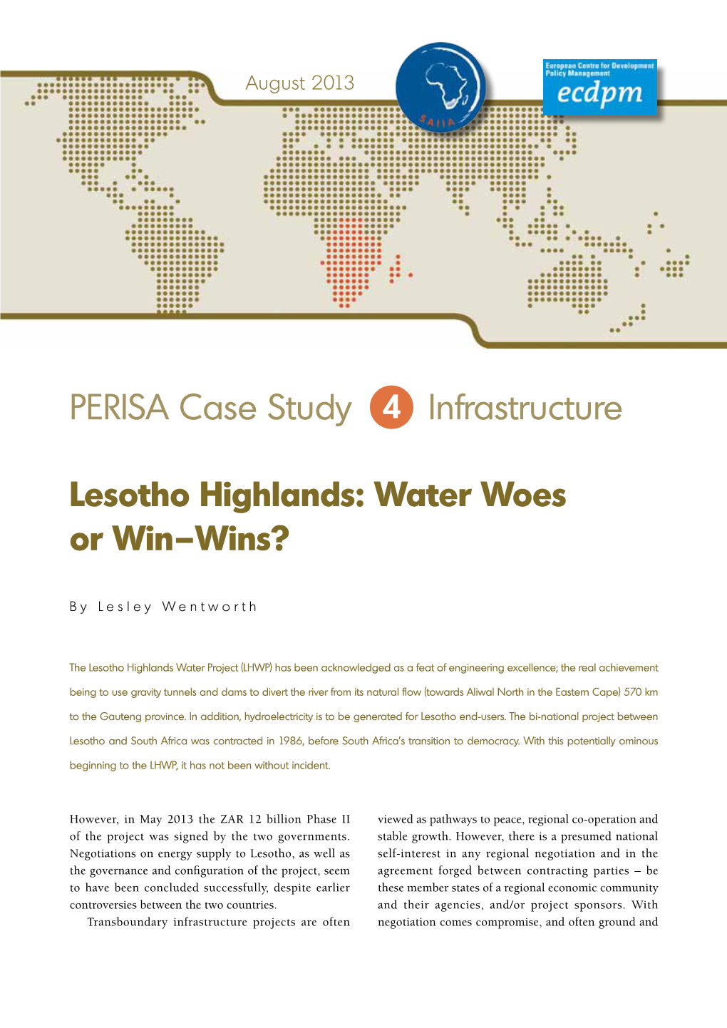 PERISA Case Study 4 on Infrastructure: Lesotho Highlands