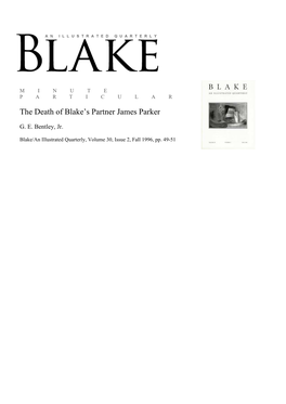The Death of Blake's Partner James Parker Larusso, Nicholas R, Et Al