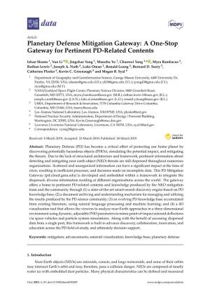 Planetary Defense Mitigation Gateway: a One-Stop Gateway for Pertinent PD-Related Contents