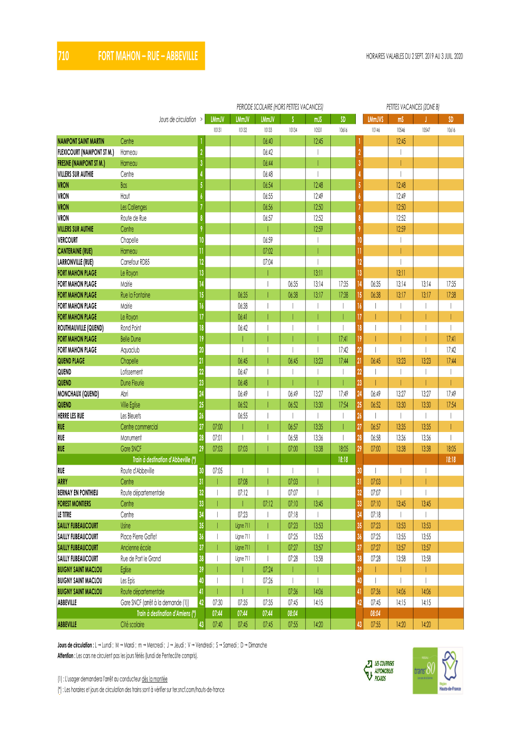 Abbeville Horaires Valables Du 2 Sept