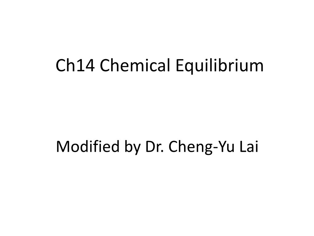 Ch14 Chemical Equilibrium