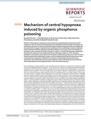 Mechanism of Central Hypopnoea Induced by Organic Phosphorus