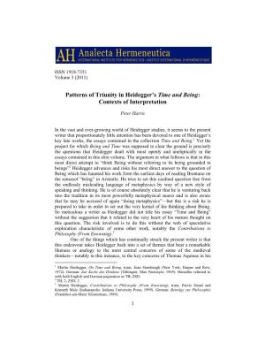 Patterns of Triunity in Heidegger's Time and Being