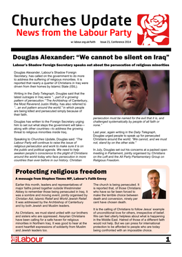 Douglas Alexander: “We Cannot Be Silent on Iraq” Labour’S Shadow Foreign Secretary Speaks out About the Persecution of Religious Minorities
