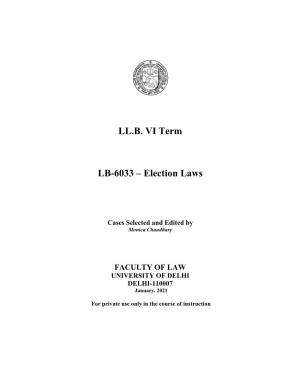 LL.B. VI Term LB-6033 – Election Laws